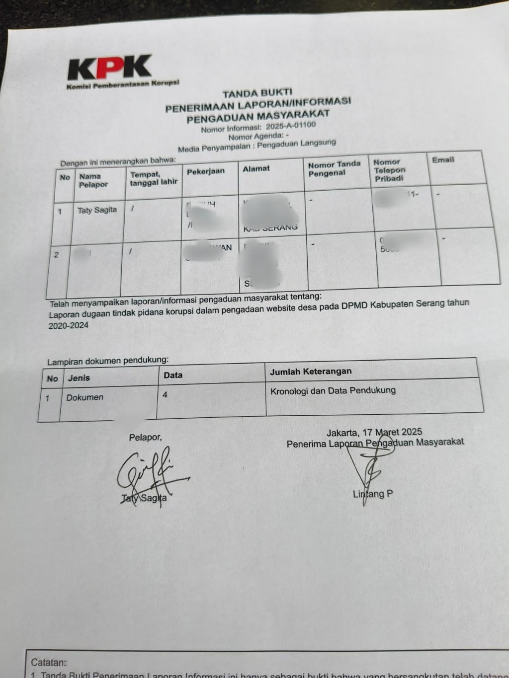 Dugaan Korupsi Pengadaan Website Desa se Kabupaten Serang Dilaporkan ke KPK dan Kejagung