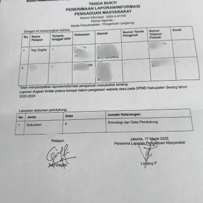 Dugaan Korupsi Pengadaan Website Desa se Kabupaten Serang Dilaporkan ke KPK dan Kejagung